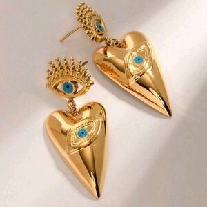Gold Evil Eye Earrings